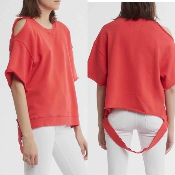 Hudson Cut Sleeve Pullover Grunge Distressed Sweatshirt Size Small - Picture 1 of 15